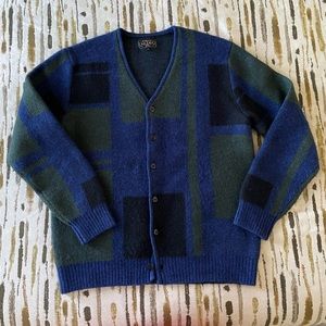 Beams plus panel pattern shaggy cardigan